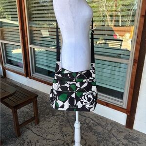 Vera Bradley Black and White Floral Imperial Rose Crossbody Bag